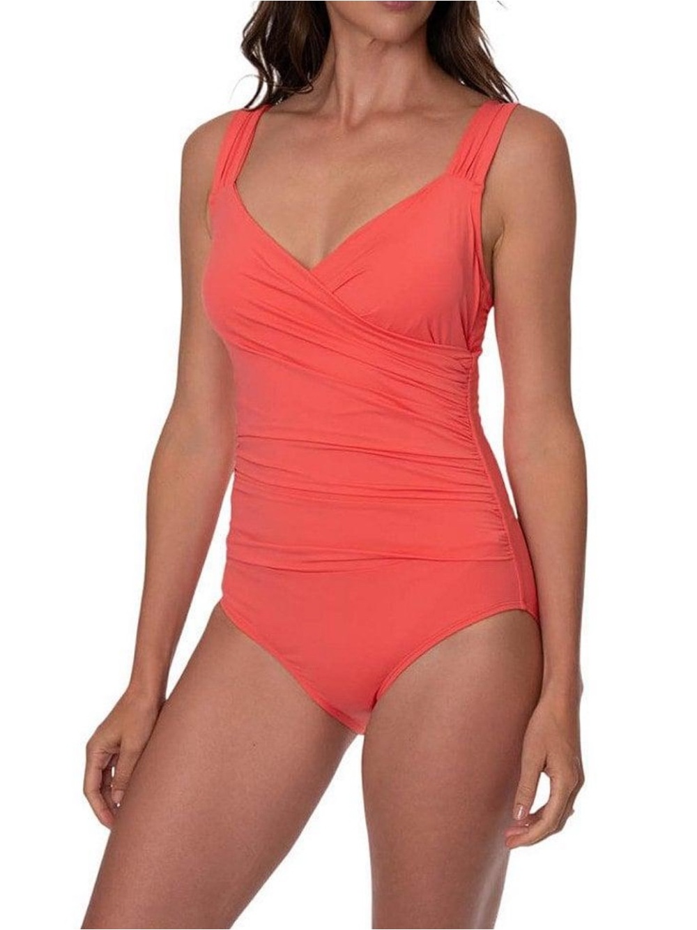 NWT Jantzen Women’s Coral Crossover Ruched One-Piece Swim Suit size 12